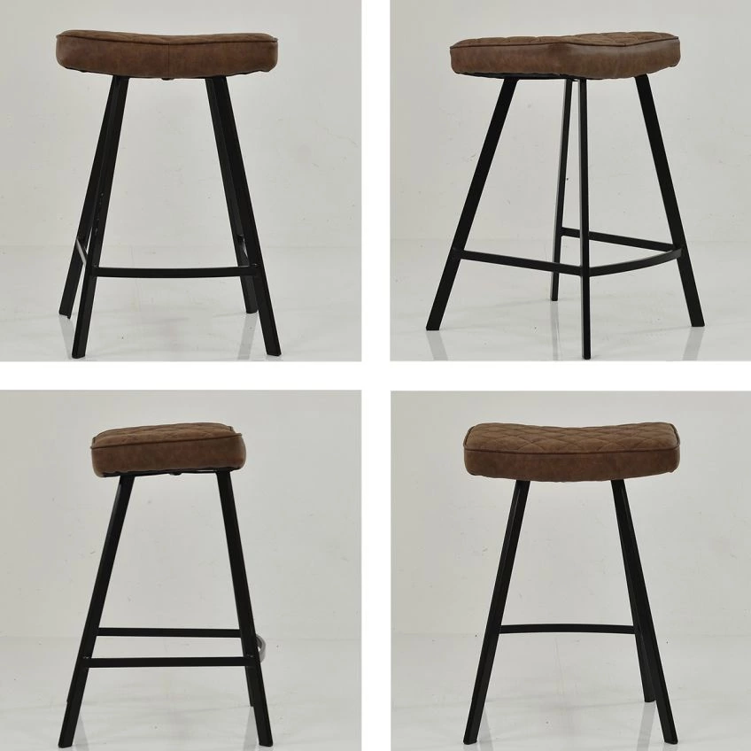 Harper Bar Stool Aged Brown Leather & Black