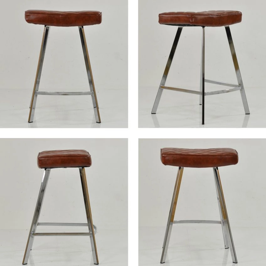 Cruz Bar Stool Vintage Brown Leather & Chrome