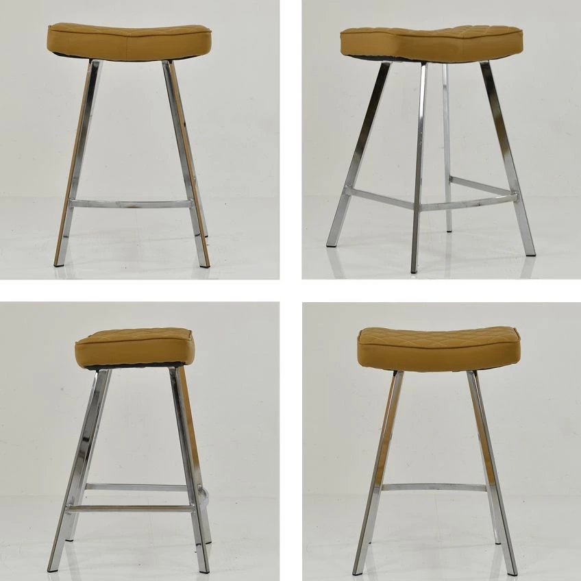 Cruz Bar Stool Light Tan Brown Leather & Chrome