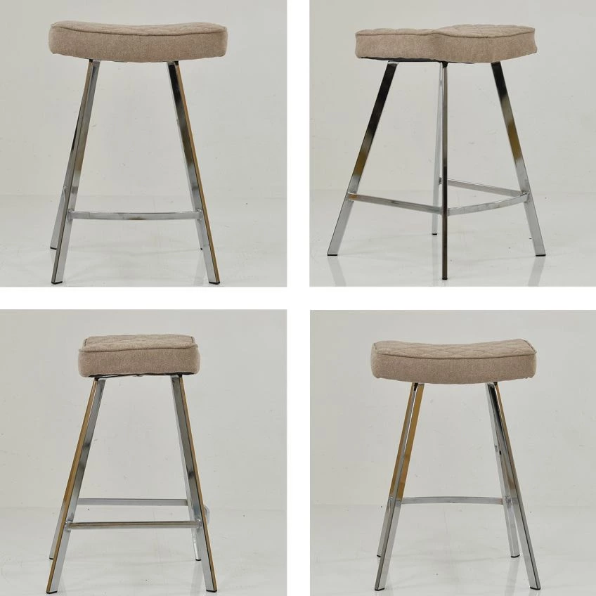 Cruz Bar Stool Fawn Brown Fabric & Chrome
