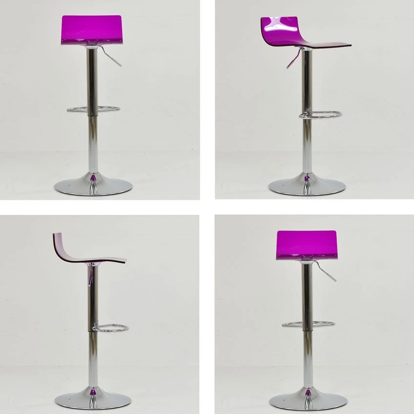 Crystal Bar Stool Purple Acrylic & Chrome
