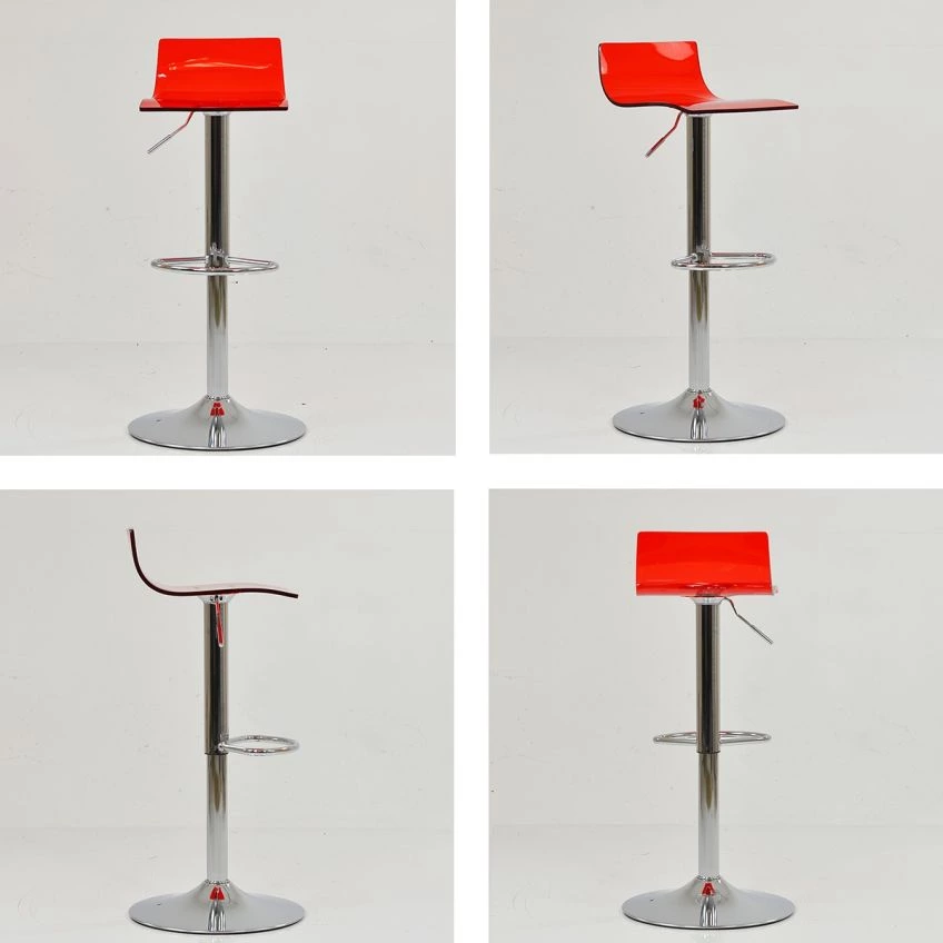 Crystal Bar Stool Red Acrylic & Chrome