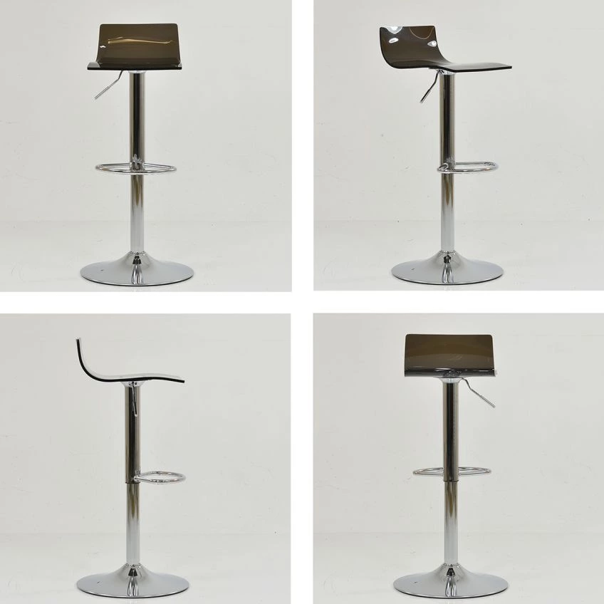 Crystal Bar Stool Smoke Acrylic & Chrome