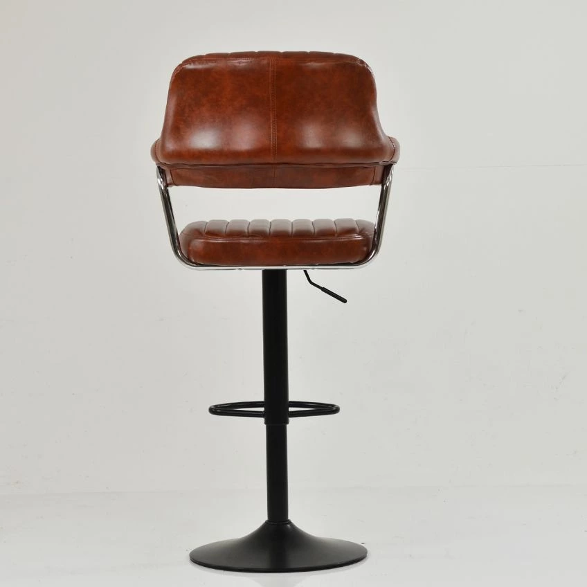 Nova Swivel Bar Stool, Vintage Brown Faux Leather | Lakeland
