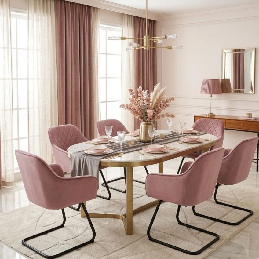 Campo Dining Chair Burnt Orange Velvet & Black Base
