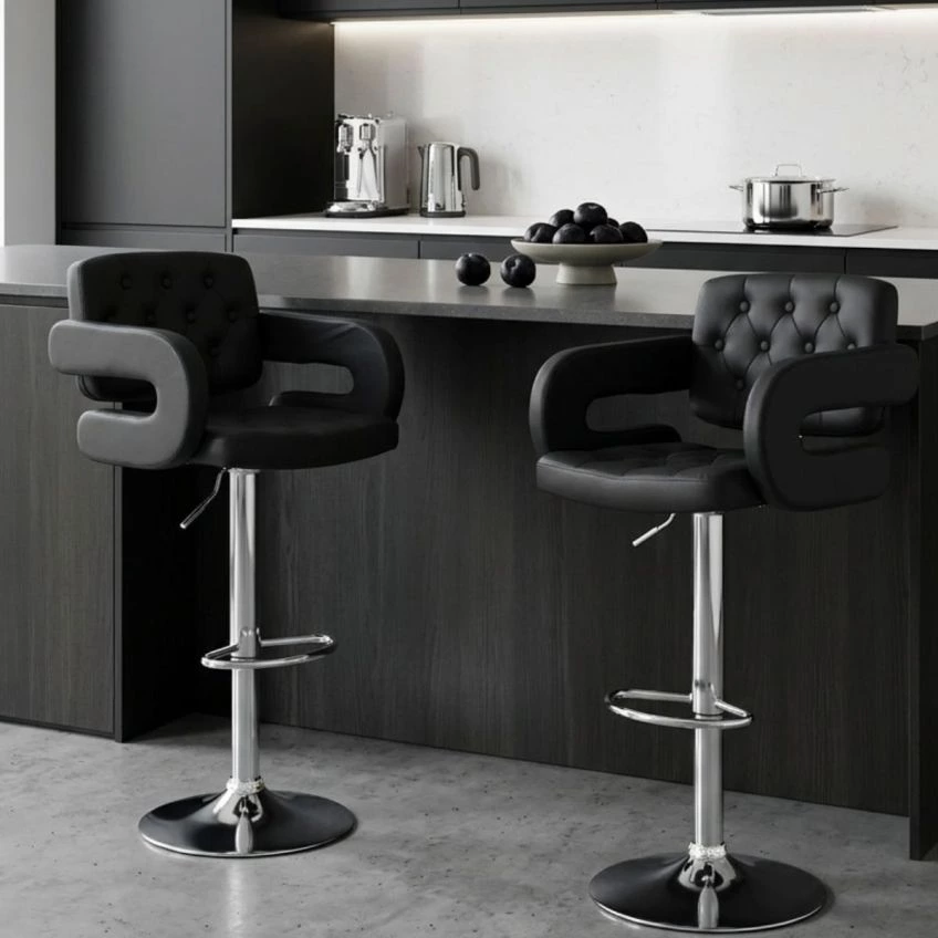 Chase Bar Stool Vintage Brown Leather & Chrome Base

