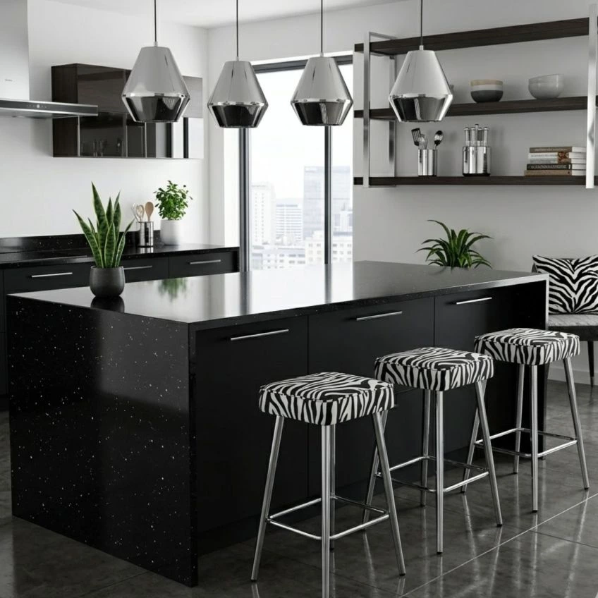 Cloud Bar Stool Zebra Fabric & Chrome
