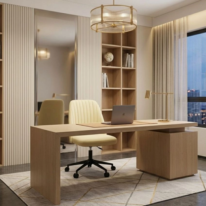Danbury Office Chair Cream Leather & Black
