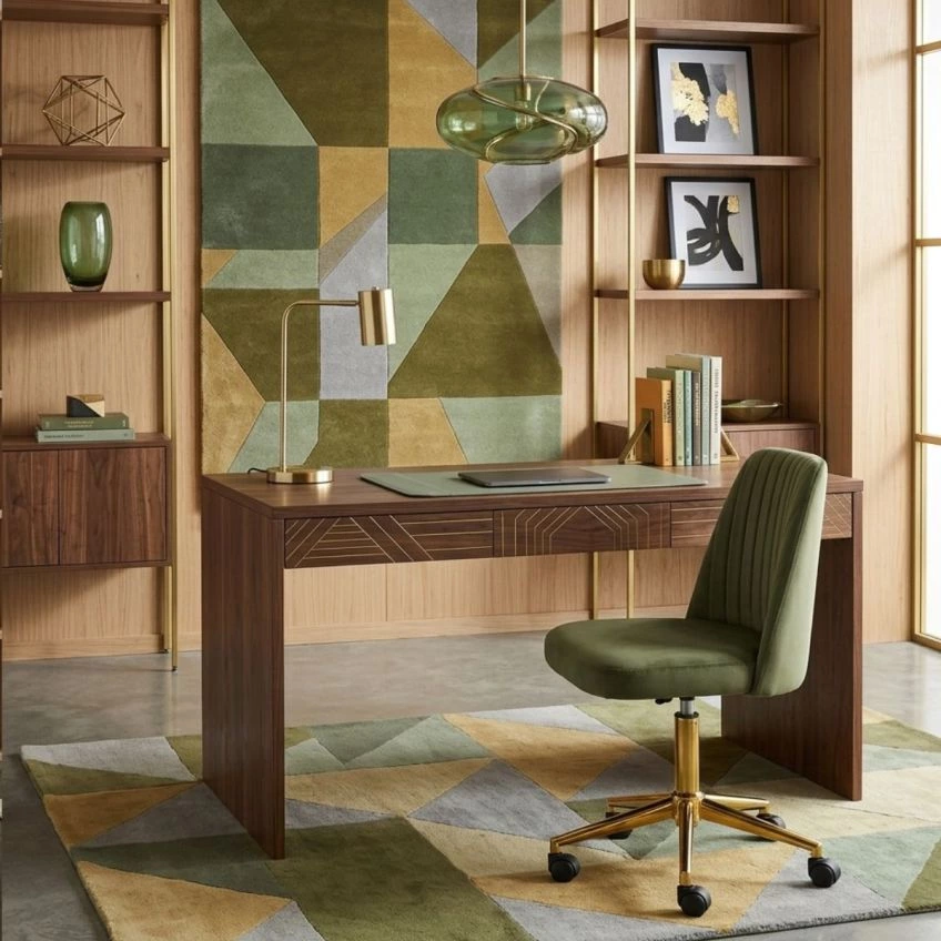 Danbury Office Chair Cream Leather & Gold
