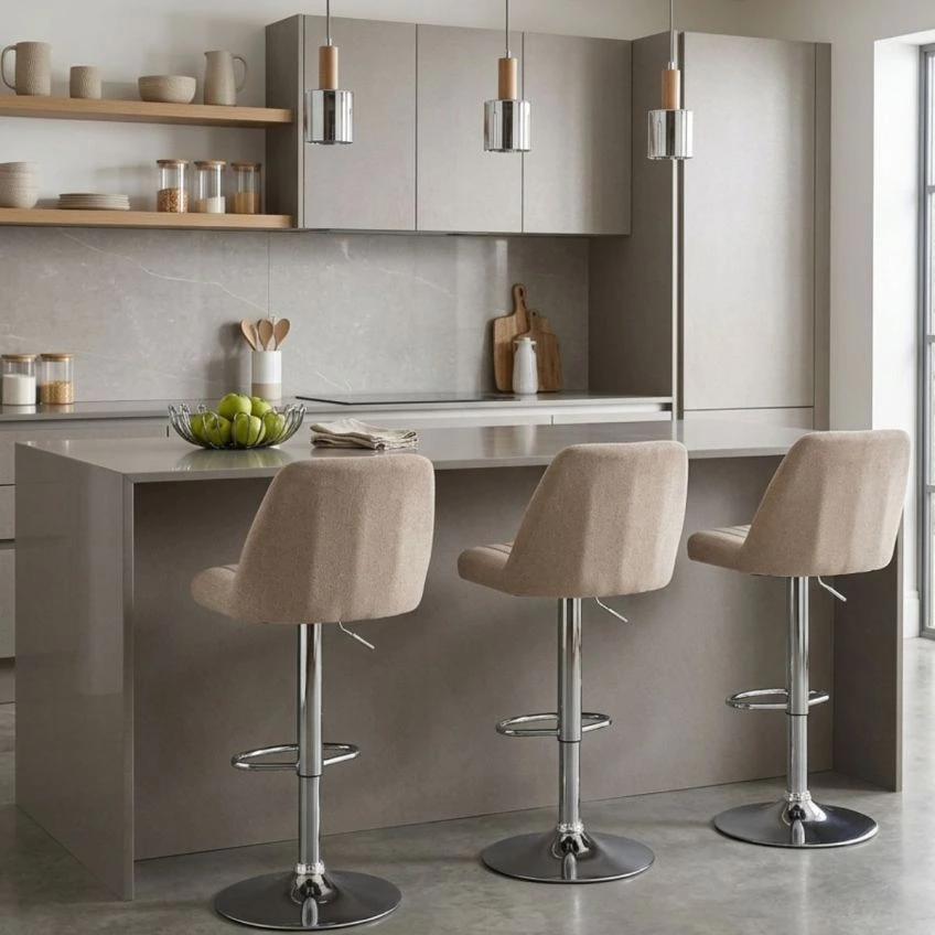 Darwin Bar Stool Pink Velvet & Chrome Base