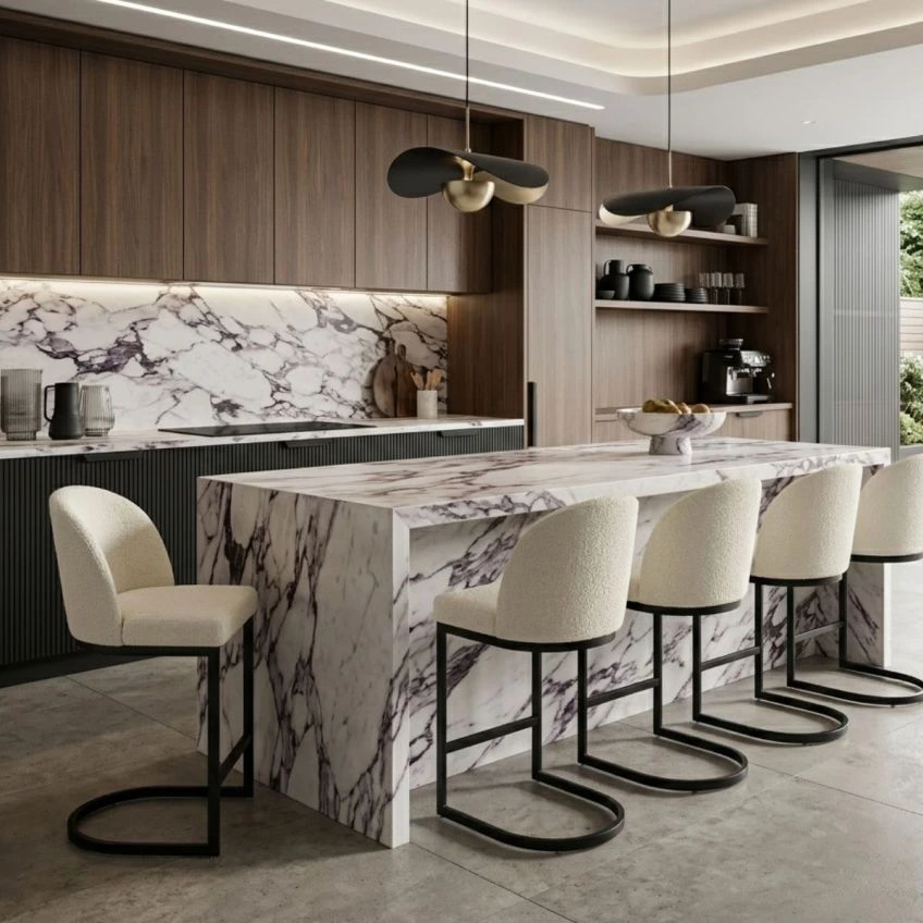 Delamere Bar Stool Aged Brown Leather & Black 65cm
