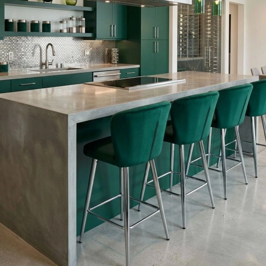 Dove Bar Stool Burnt Orange Velvet & Chrome Base
