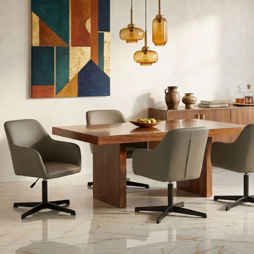Dukie Office Chair in Cream Faux Leather