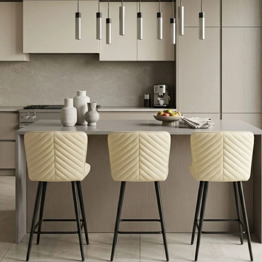Dutton Bar Stool Camel Velvet & Black
