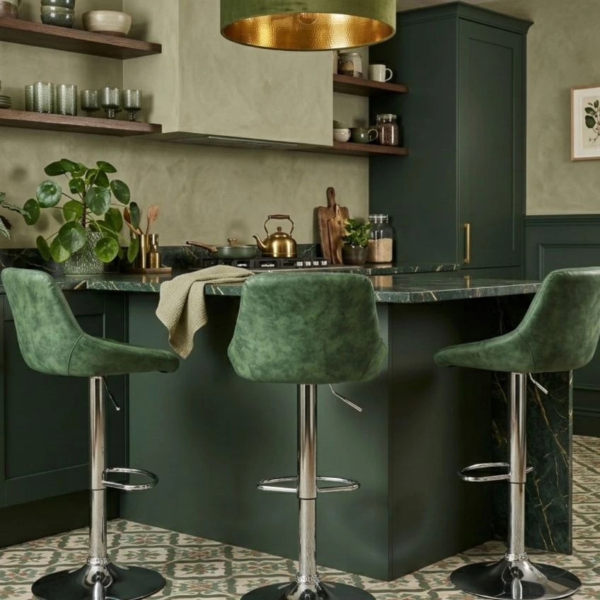 Flo Bar Stool Burnt Orange Velvet & Chrome Base

