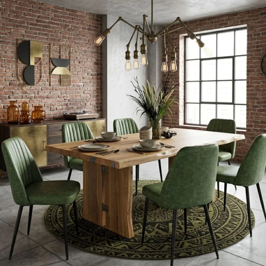 Flow Dining Chair Aged Brown Leather & Black Base
