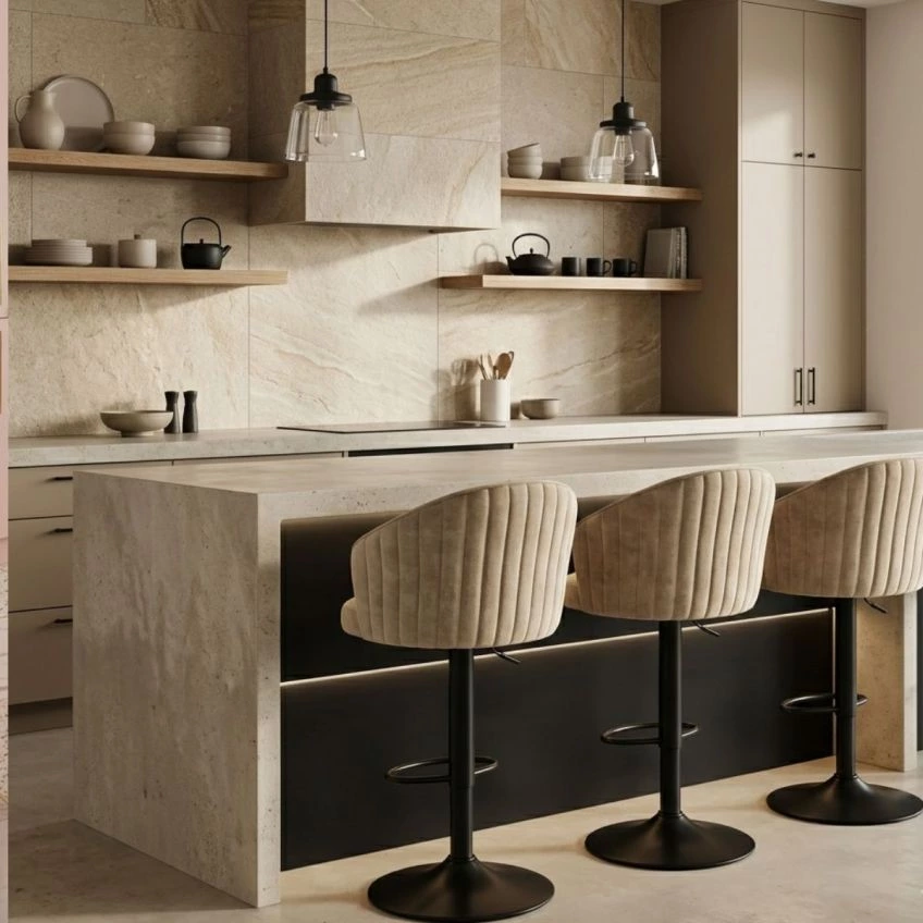Franklin Bar Stool Pink Velvet & Black
