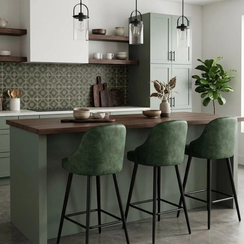 Hanna Bar Stool Aged Brown Leather & Black Base
