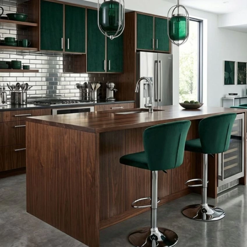 Harlem Bar Stool Vintage Brown Leather & Chrome Base
