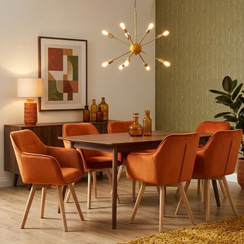 Havdrup Dining Chair Burnt Orange Velvet & Wood Leg
