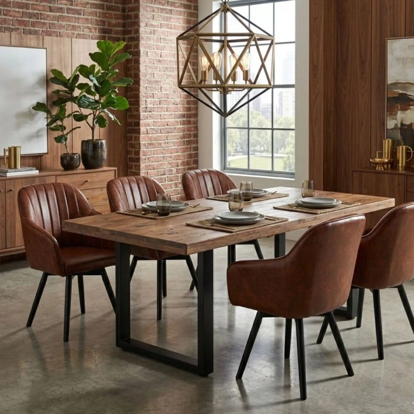 Holbaek Dining Chair Light Tan Brown Leather & Wood Leg
