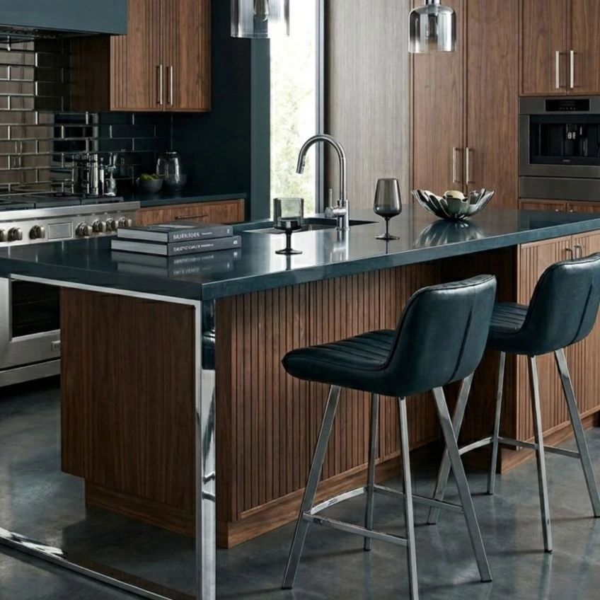 Islay Bar Stool Aged Brown Leather & Chrome 65cm
