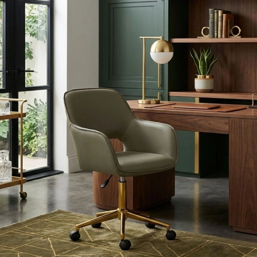 Jordan Office Chair in Taupe Faux Leather
