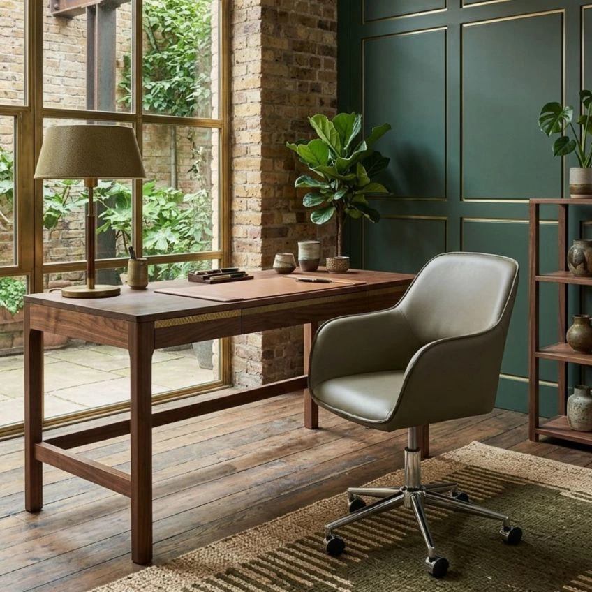 Jude Office Chair in Light Tan Brown Faux Leather