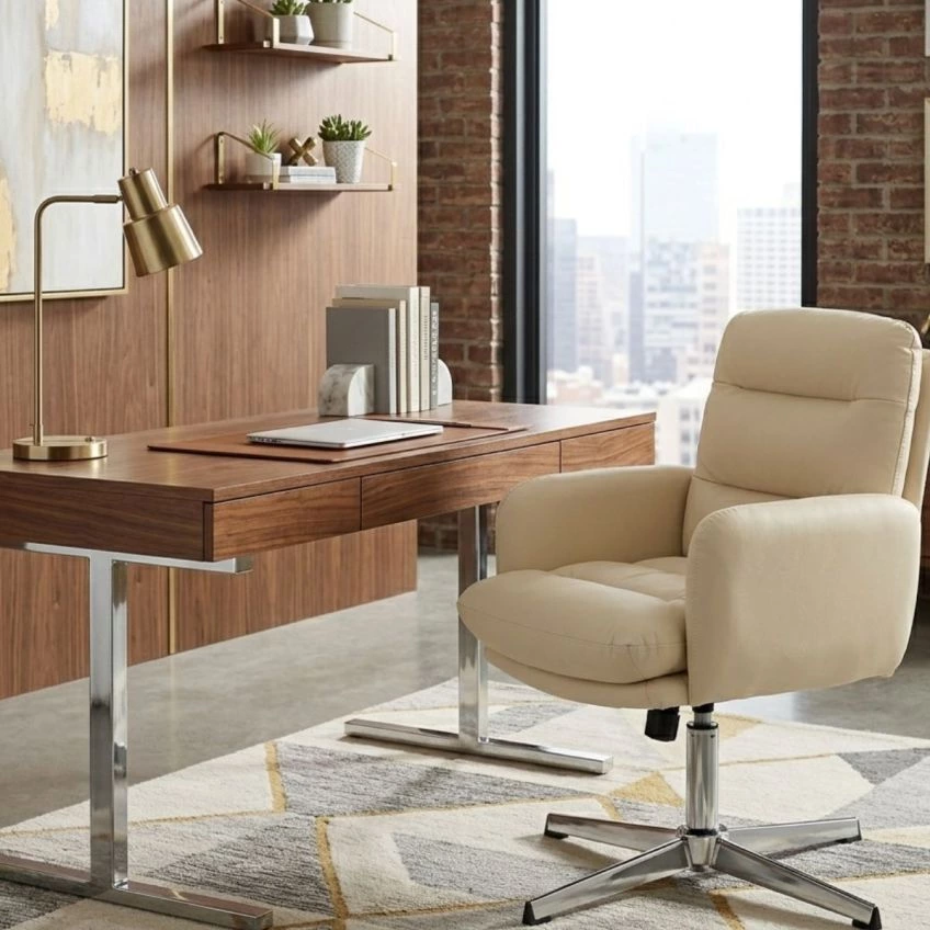 Katarni Office Chair Cream Boucle Fabric & Chrome
