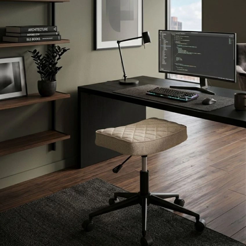 Kylian Office Chair in Vintage Brown Faux Leather Black Base