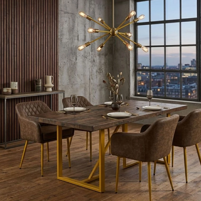 Langham Dining Chair Burnt Orange Velvet & Gold
