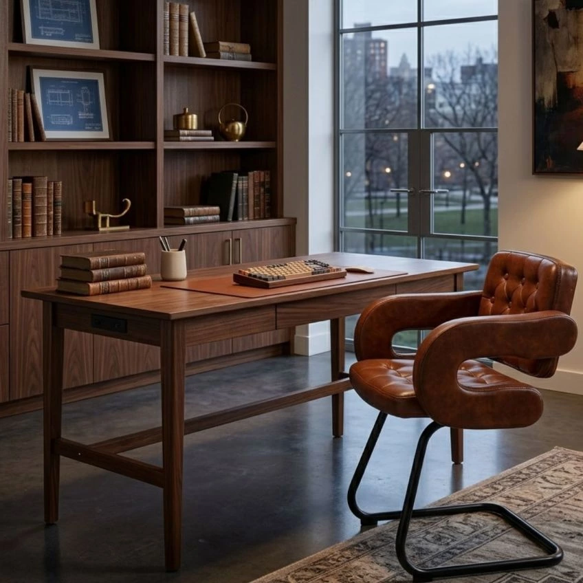 Luce Office Chair Cream Faux Leather & Black
