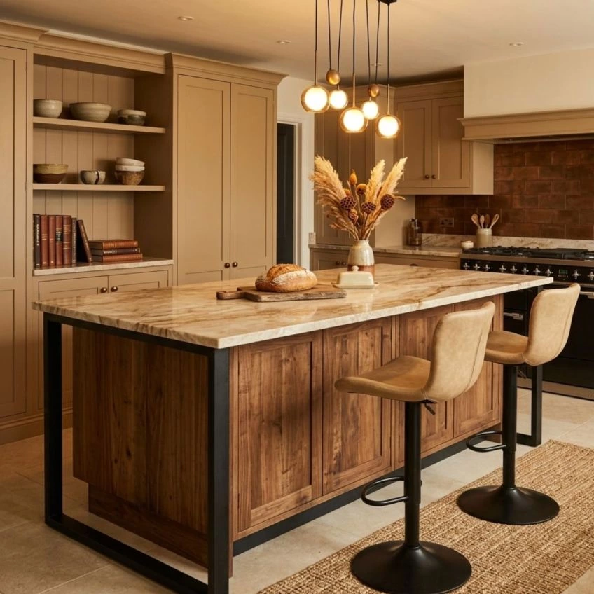 Lucia Bar Stool Blue Leather & Black Base

