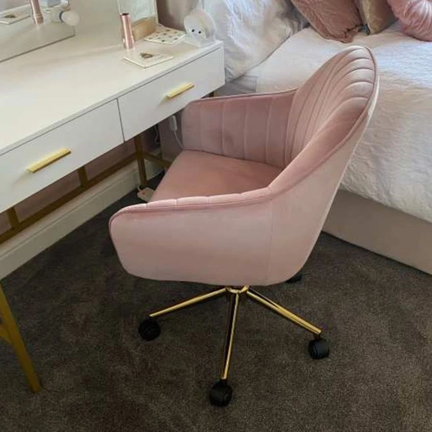 Lule Carver Office Chair Burnt Orange Velvet & Gold
