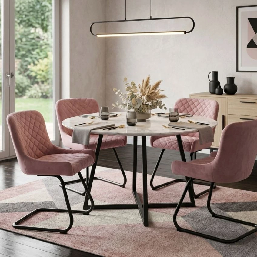 Marco Dining Chair Light Tan Brown Leather & Black
