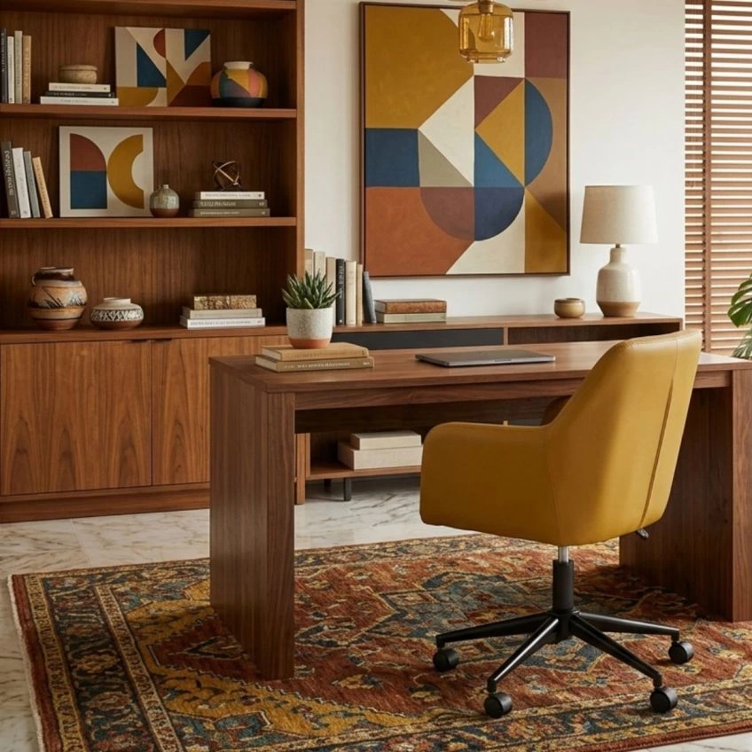 Marcus Office Chair in Light Tan Brown Faux Leather 