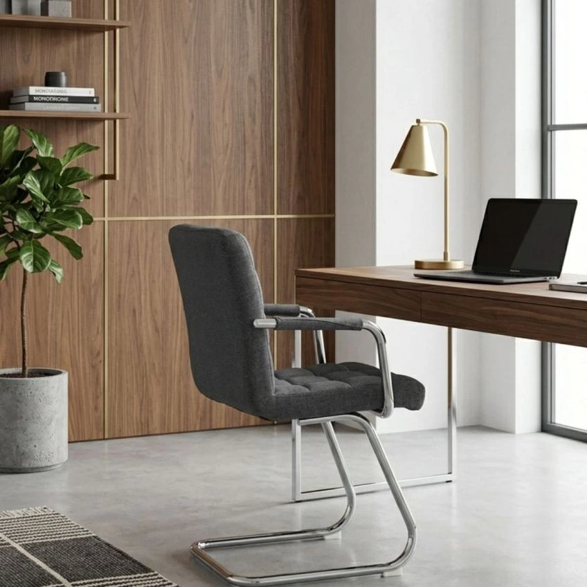 Miami Office Chair Vintage Brown Faux Leather & Chrome
