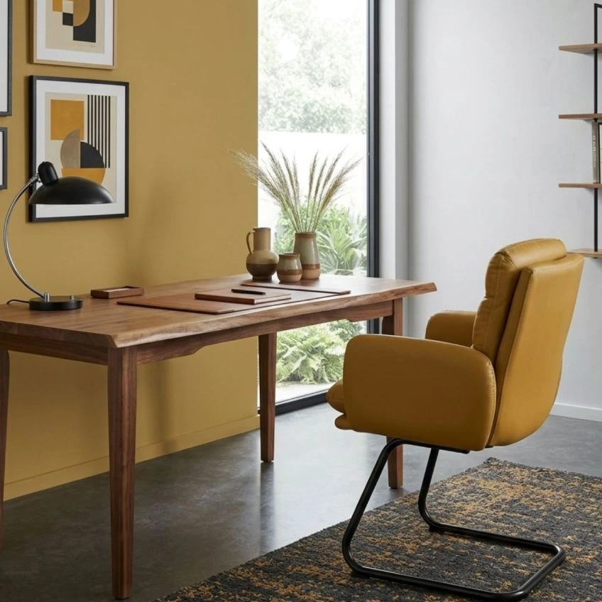 Nikan Office Chair Fawn Brown Fabric & Black

