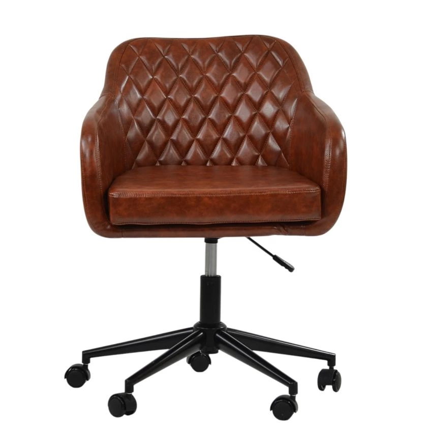 Langham Office Chair, Vintage Brown Faux Leather | Lakeland