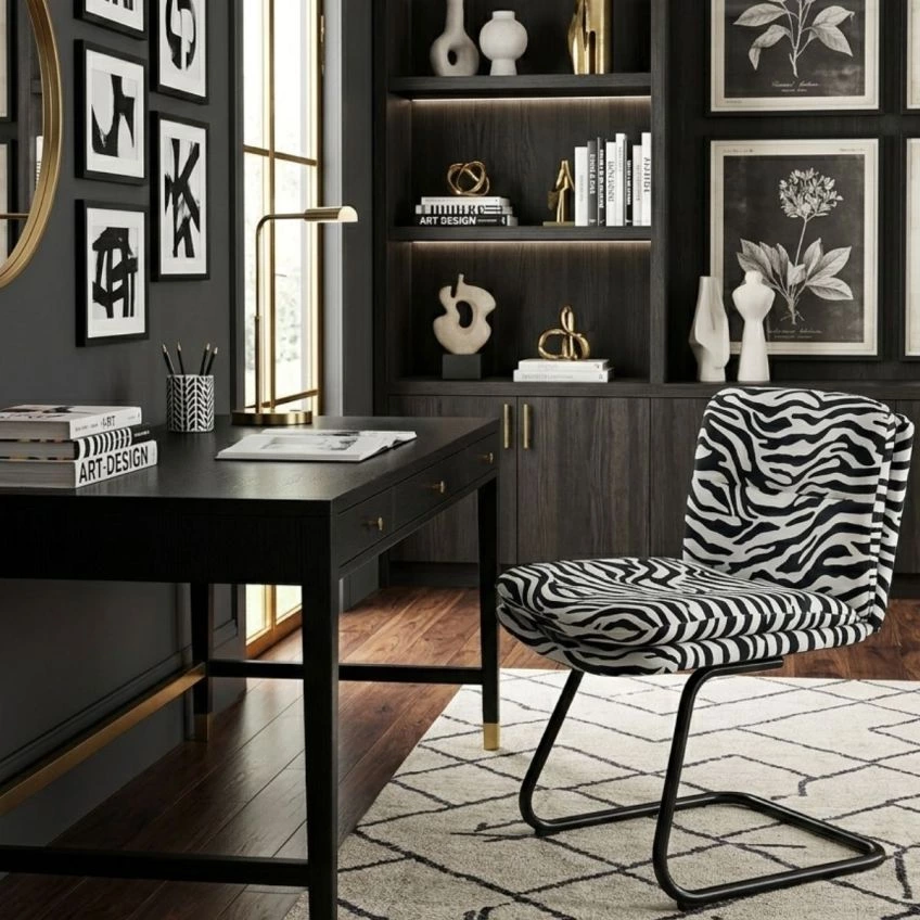 Okano Office Chair Burnt Orange Velvet & Black

