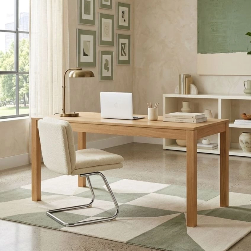 Okano Office Chair Cream Boucle Fabric & Chrome
