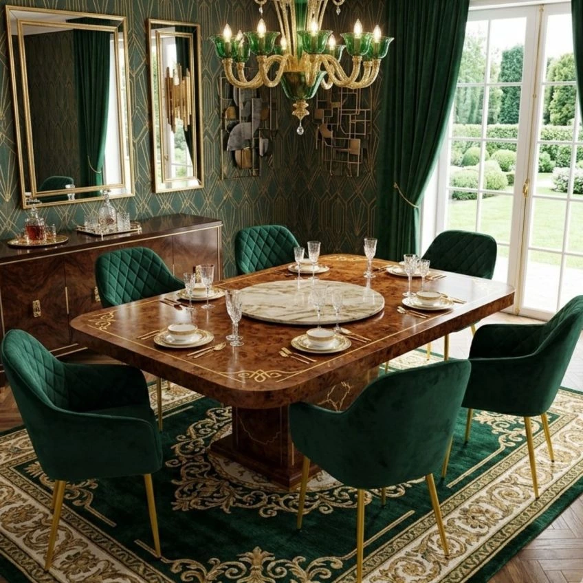 Opus Carver Dining Chair Blue Velvet & Gold
