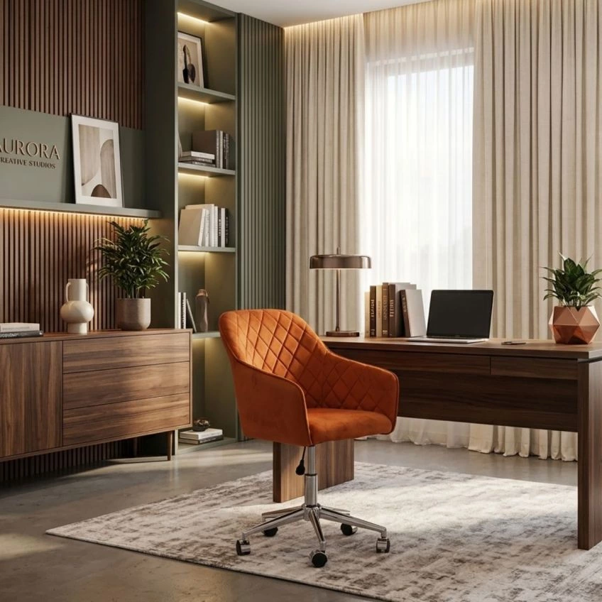 Opus Office Chair Vintage Brown Faux Leather & Chrome
