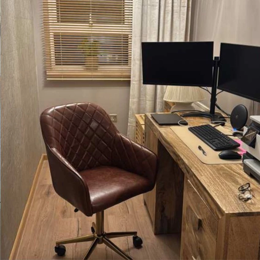 Opus Carver Office Chair Burnt Orange Velvet & Gold
