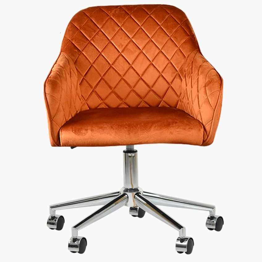 Opus Office Chair Burnt Orange Velvet Chrome