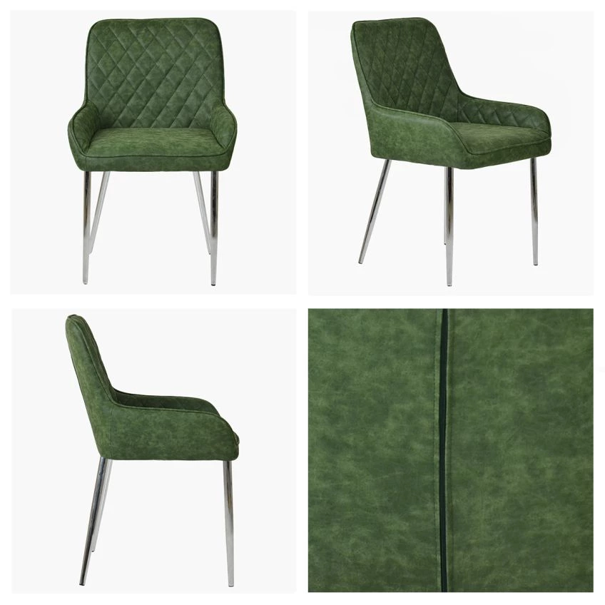 Green dining chairs with chrome legs discount