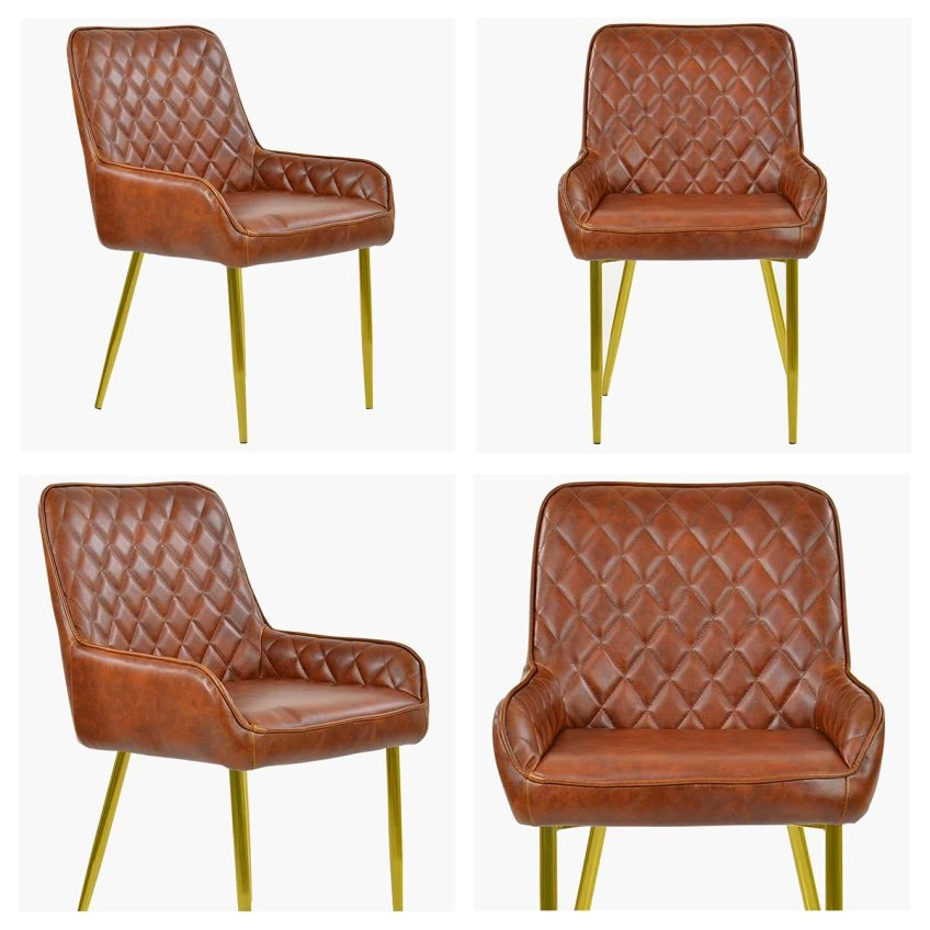 Leather dining chairs with gold legs discount