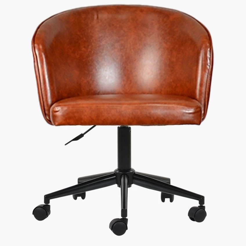 Pasco Office Chair, Vintage Brown Faux Leather | Lakeland