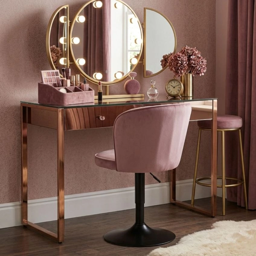 Pina Office Chair Pink Velvet Black Base