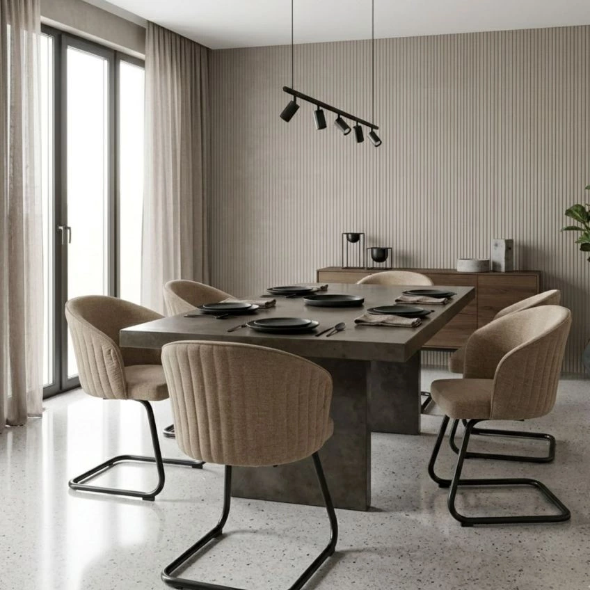 Robyn Dining Chair Burnt Orange Velvet & Black Base
